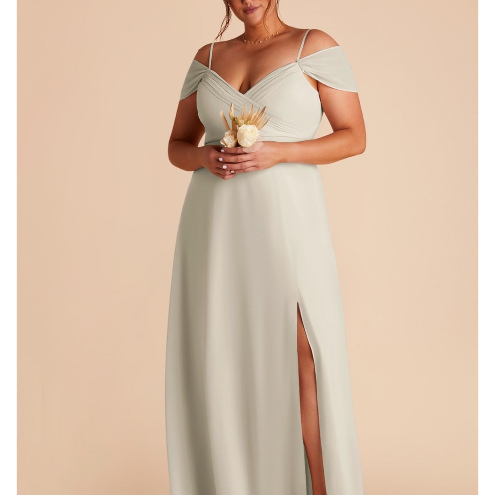 Women’s Birdy Grey Light Dove Gray Pleated Long Bridesmaid Dress Size Large